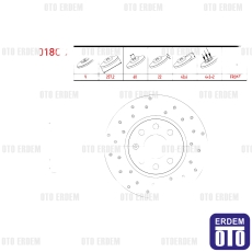 Fiat Grande Punto Fren Diski Ön Havalandırmalı Performans Delikli 257.2x22x60x40.6 1.2 1.3 MJT 1.4 2005-2012 WBD1018CD 