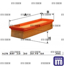 Fiat Palio Hava Filtresi 1.4 8V 55192012E - 55192012 55192012E - 55192012