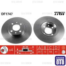Fiat Tempra Sw Ön Fren Disk Takımı TRW 46820655 46820655