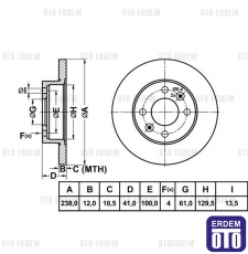 Renault 9 Fren Diski Ön Tek 7701204282 7701204282