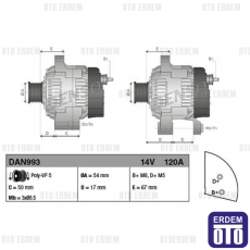 Alfa Romeo Giulietta Fiat Bravo II Linea 1.4 TJET Şarj Dinamosu Alternatör 12V 120A  - 3