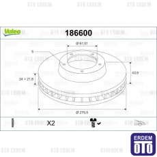 Espace 3 Ön Fren Diski Havalı 280Mm Valeo 7701206198