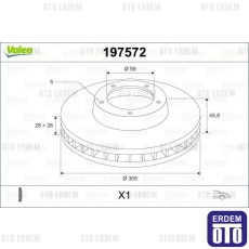 Fiat 500L Fren Diski Ön Hava Kanallı Adet Valeo 51897455 - 2