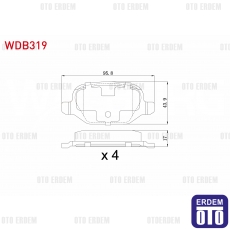 Fiat Linea Fren Balata Arka 2007- / Alfa Romeo 147 Fren Balata Arka 2001-2010 