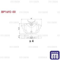 Fiat Marea / Brava / Bravo / Alfa Romeo 145 146 Arka Fren Balata 2.0i 1.4 1.6 1.9 Td 1994-2007f 