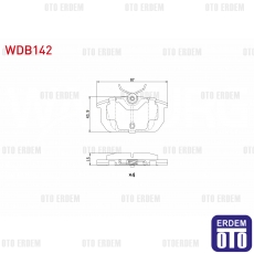 Fiat Tempra SW Arka Fren Balatası 1992-1999 / Brava (182) Arka Fren Balatası 1995-2002 / Bravo (182) Arka Fren Balatası 1995-2004 / Alfa Romeo 155 Arka Fren Balatası 1992-1997 