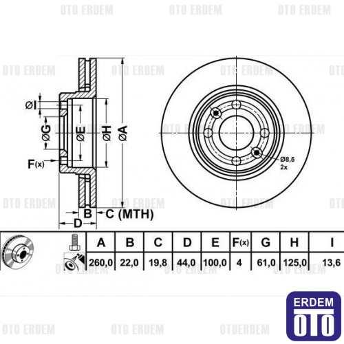 Renault Clio 3 Ön Fren Disk Tek 7701207795 - MGA 7701207795 - MGA ...